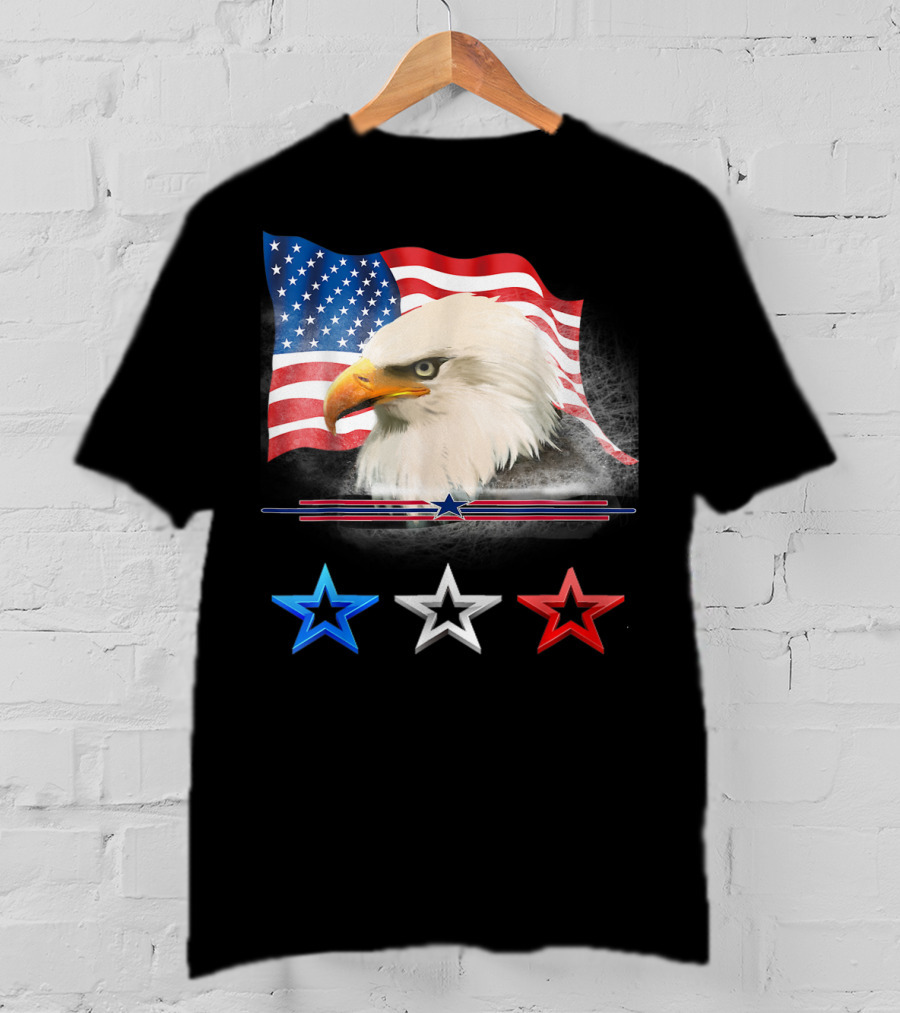 American Flag Eagle With Red White Blue Stars T-Shirt