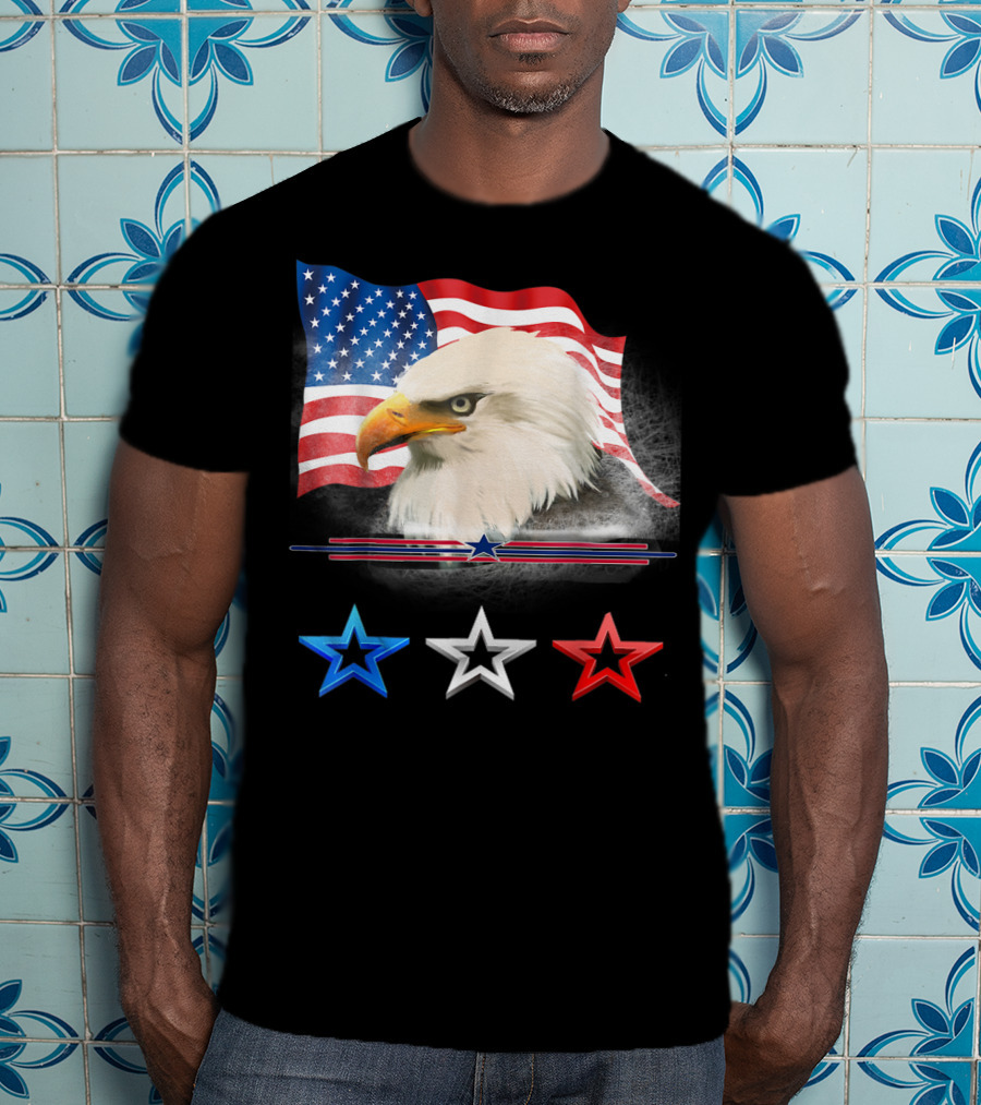American Flag Eagle With Red White Blue Stars T-Shirt