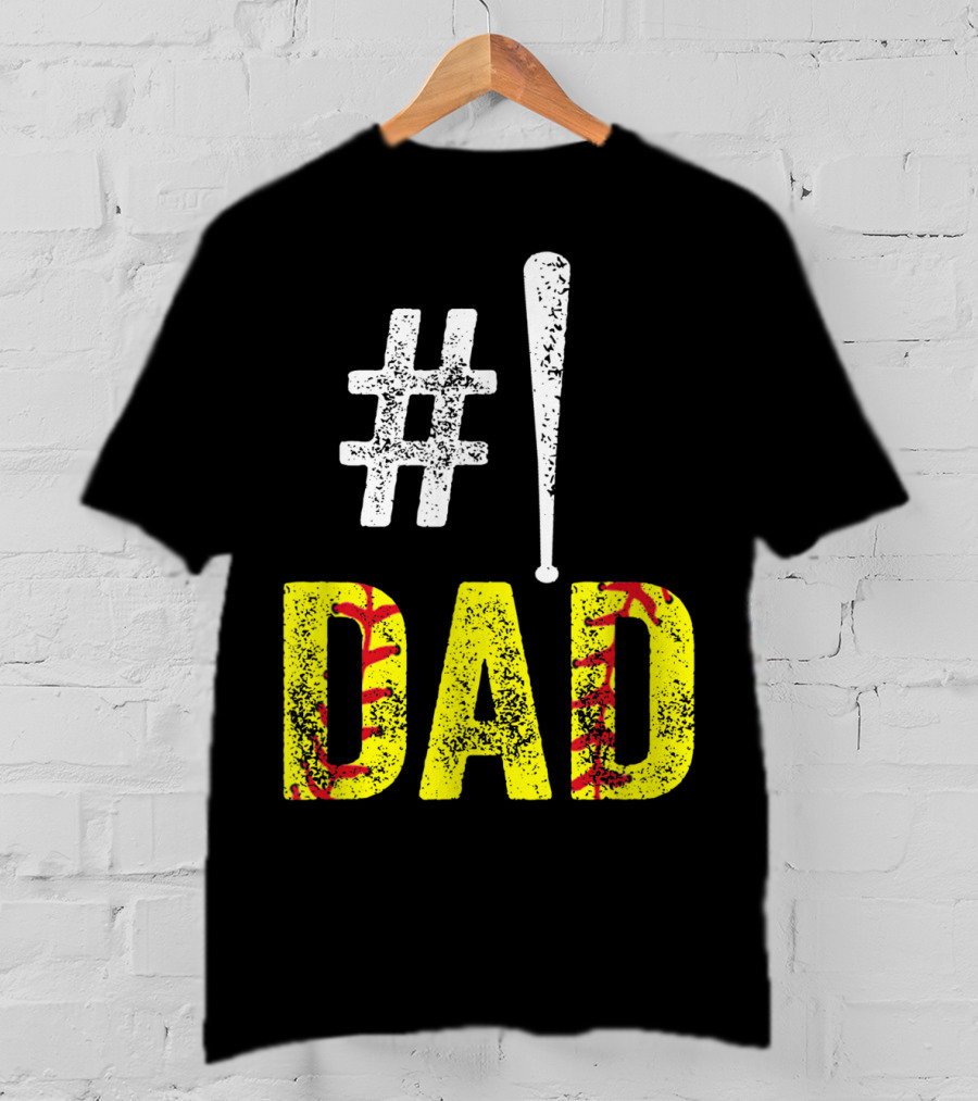 1 Dad Baseball Softball Funny Daddy T-Shirt