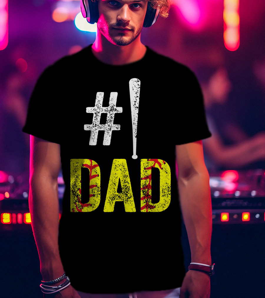 1 Dad Baseball Softball Funny Daddy T-Shirt