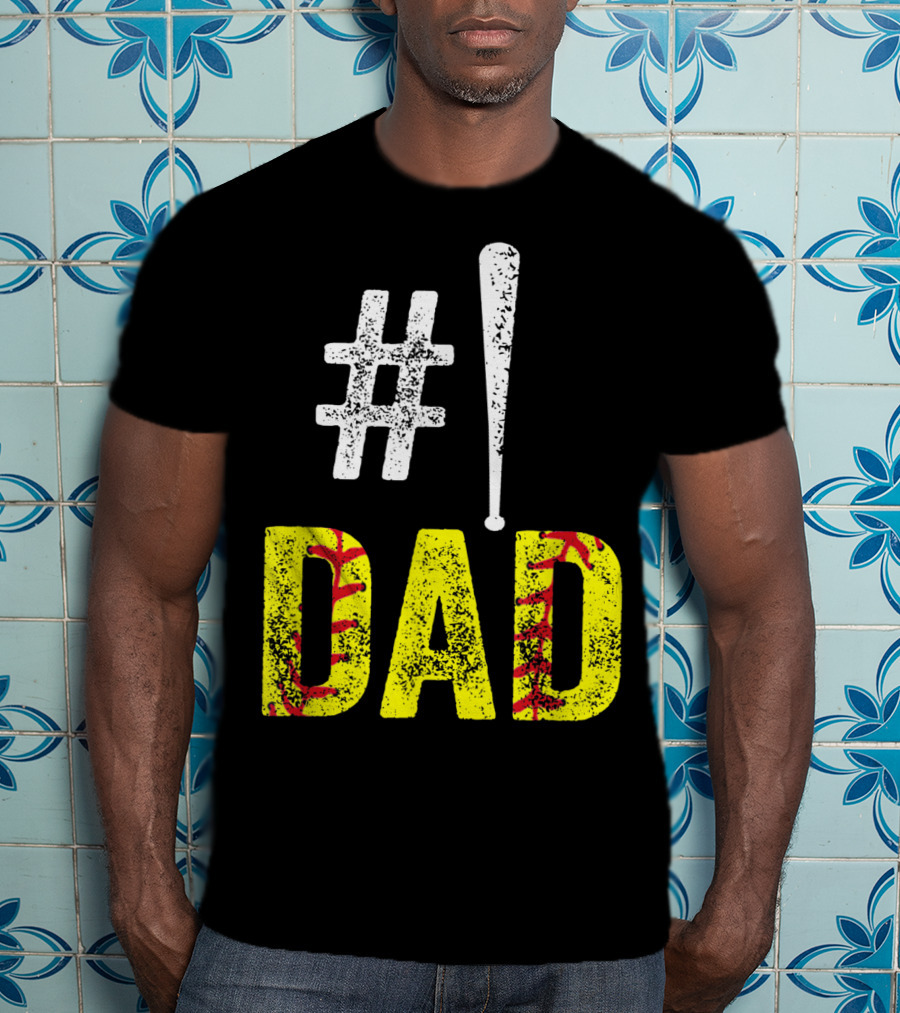 1 Dad Baseball Softball Funny Daddy T-Shirt