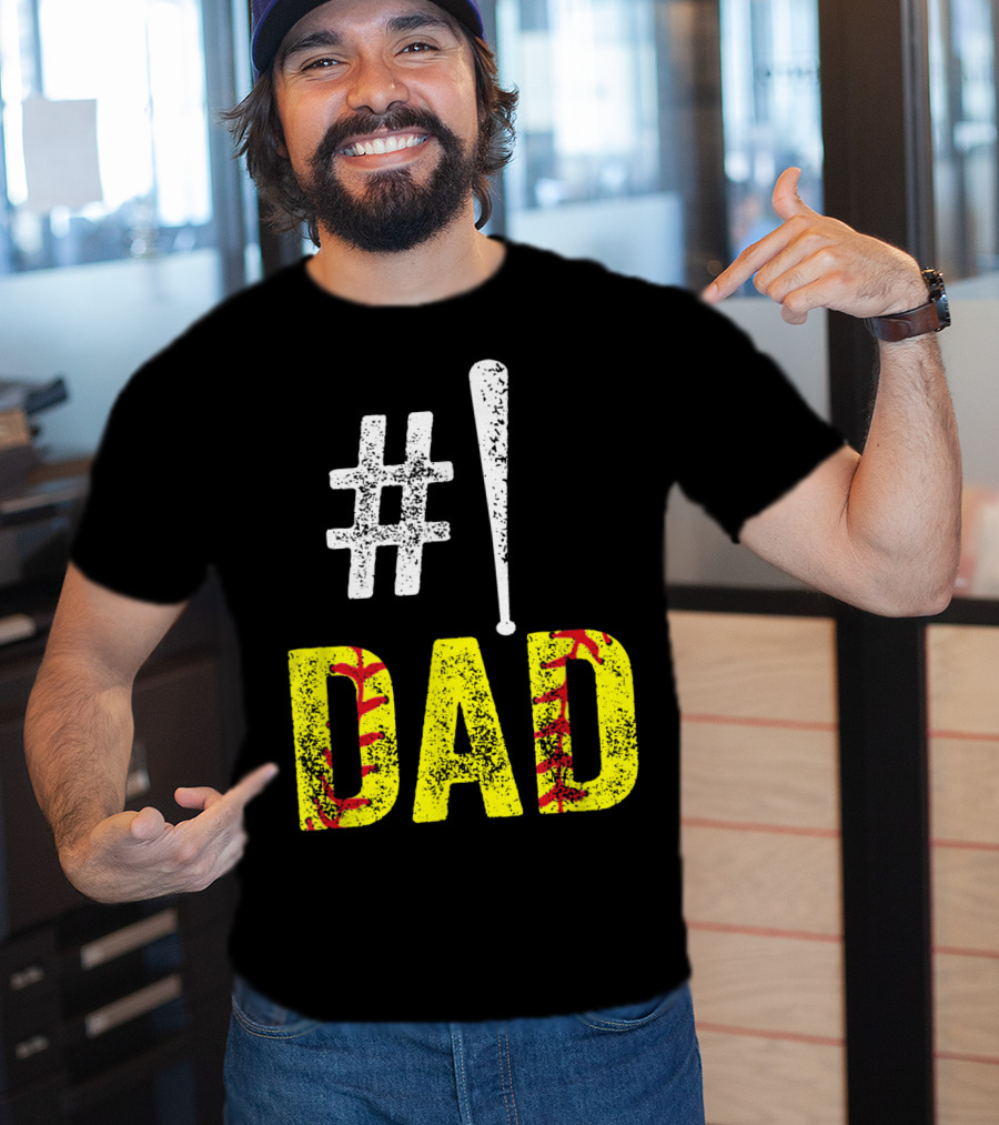 1 Dad Baseball Softball Funny Daddy T-Shirt