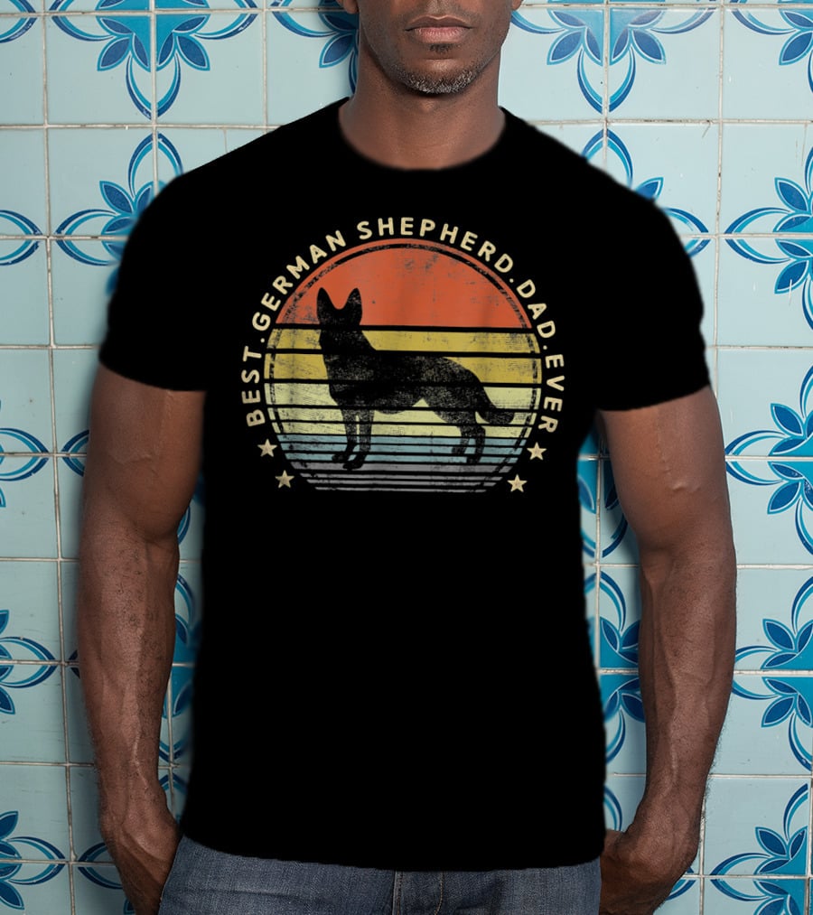 Mens Best German Shepherd Dad Ever Retro T-Shirt