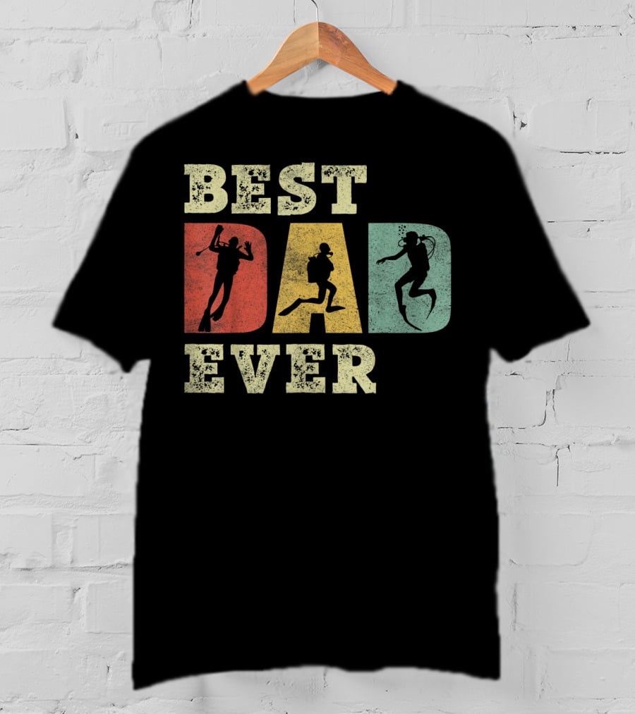 Mens Best Dad Ever With Scuba Diving T-Shirt