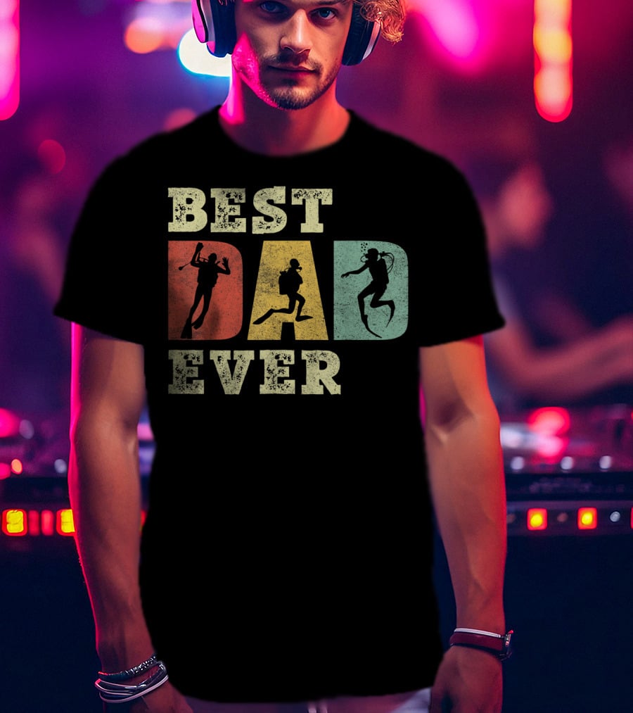 Mens Best Dad Ever With Scuba Diving T-Shirt