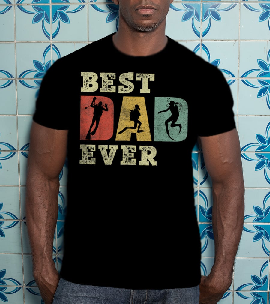 Mens Best Dad Ever With Scuba Diving T-Shirt