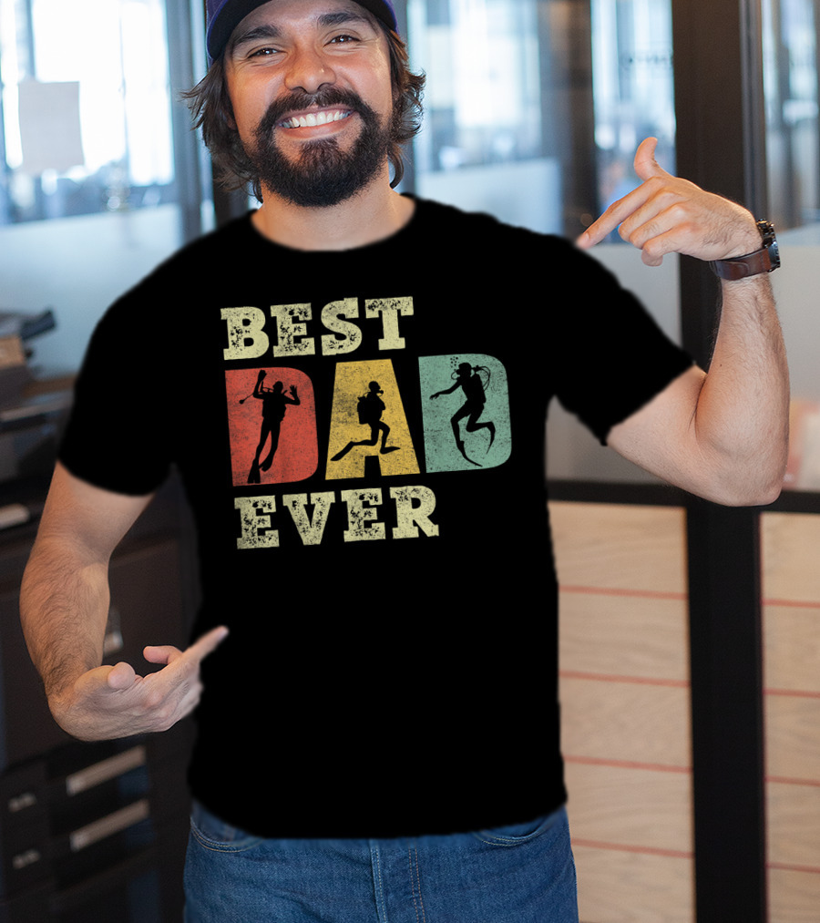 Mens Best Dad Ever With Scuba Diving T-Shirt