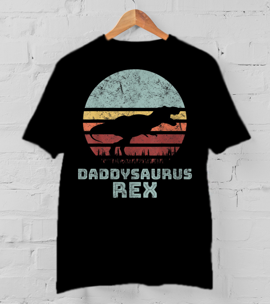 Daddysaurus Rex TRex Sunset Dinosaur Father's Day T-Shirt