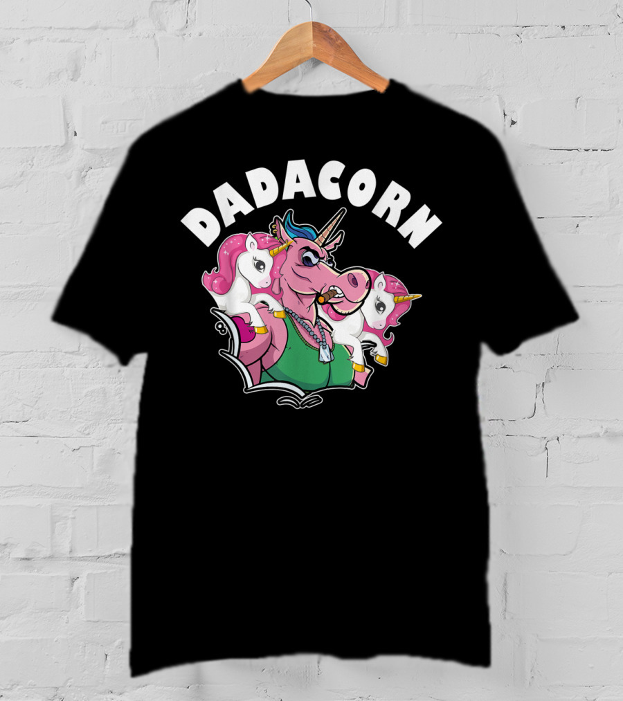 DADACORN Mens Funny Twin Dad Unicorn T-Shirt