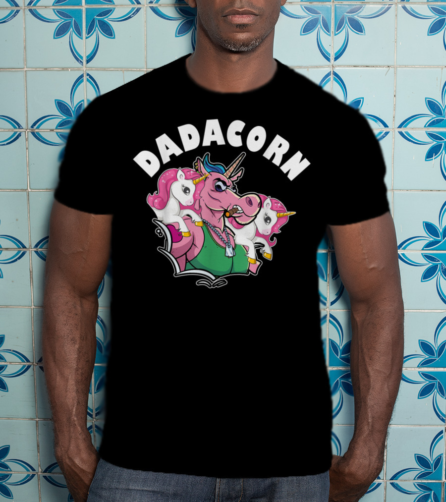DADACORN Mens Funny Twin Dad Unicorn T-Shirt
