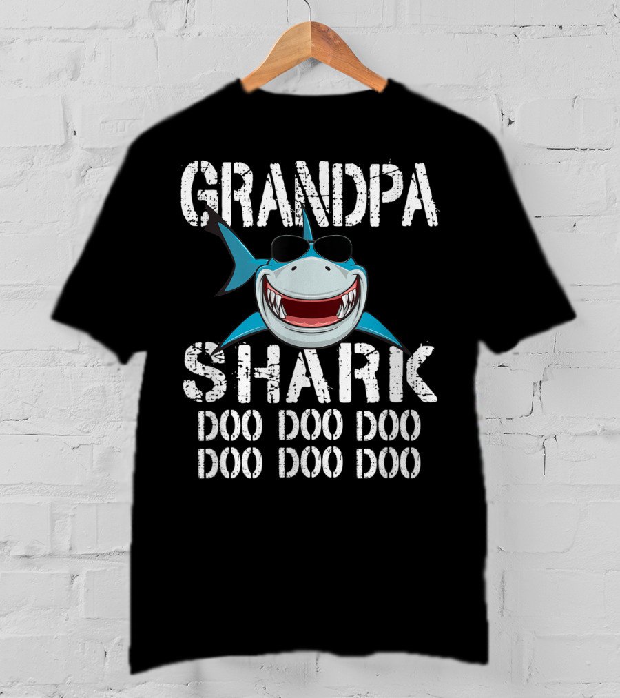 Grandpa Shark Doo Doo Doo Sunglasses Smile Family T-Shirt
