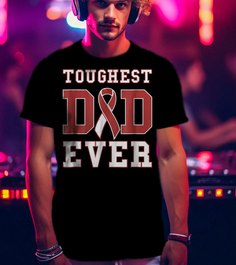 Toughest Dad Ever Head Neck Cancer Survivor Ribbon T-Shirt