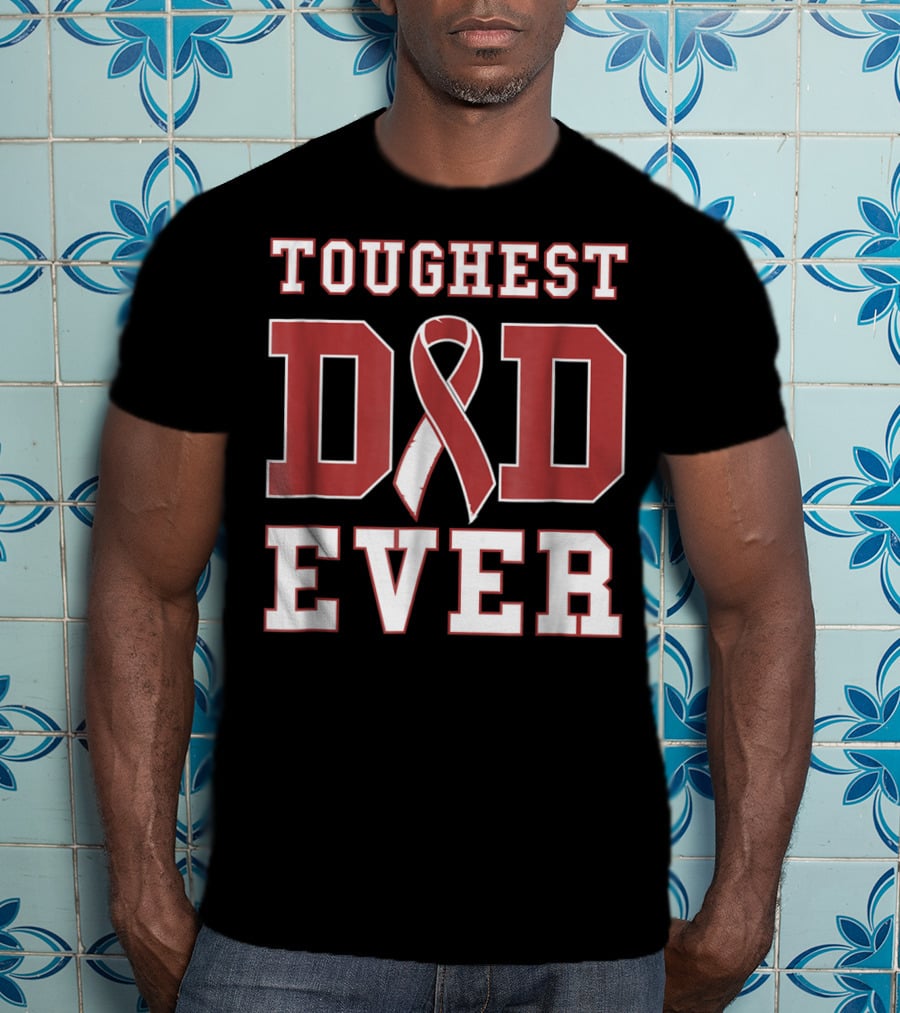 Toughest Dad Ever Head Neck Cancer Survivor Ribbon T-Shirt