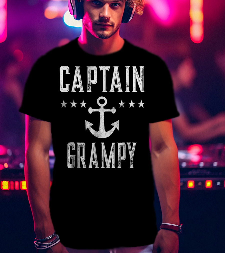 Captain Grampy Vintage Anchor Stars Family Cruise T-Shirt