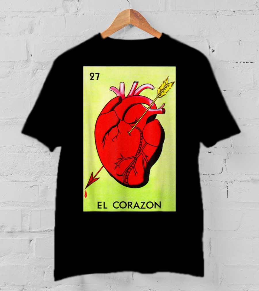 Mexican Loteria Card 27 El Corazon Heart With Arrow T-Shirt