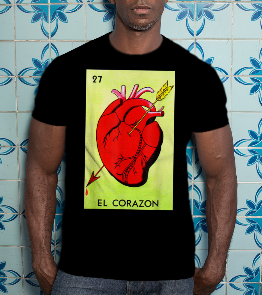 Mexican Loteria Card 27 El Corazon Heart With Arrow T-Shirt