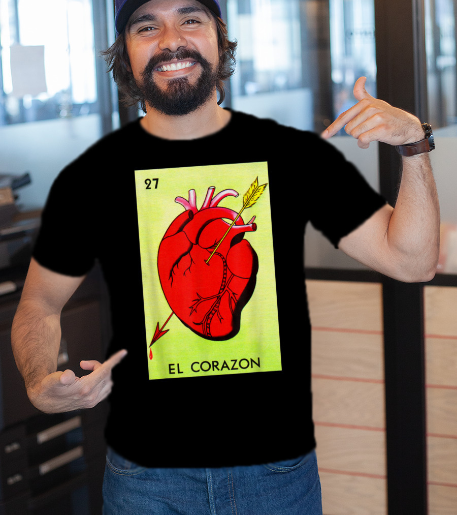 Mexican Loteria Card 27 El Corazon Heart With Arrow T-Shirt