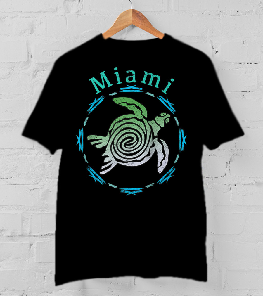 Miami Spiral Tribal Turtle Vintage Raglan T-Shirt