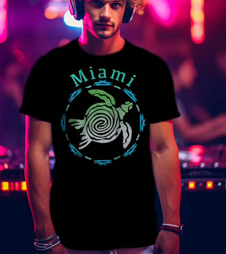 Miami Spiral Tribal Turtle Vintage Raglan T-Shirt