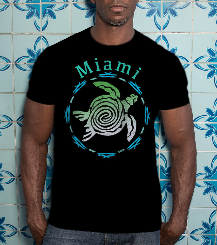 Miami Spiral Tribal Turtle Vintage Raglan T-Shirt