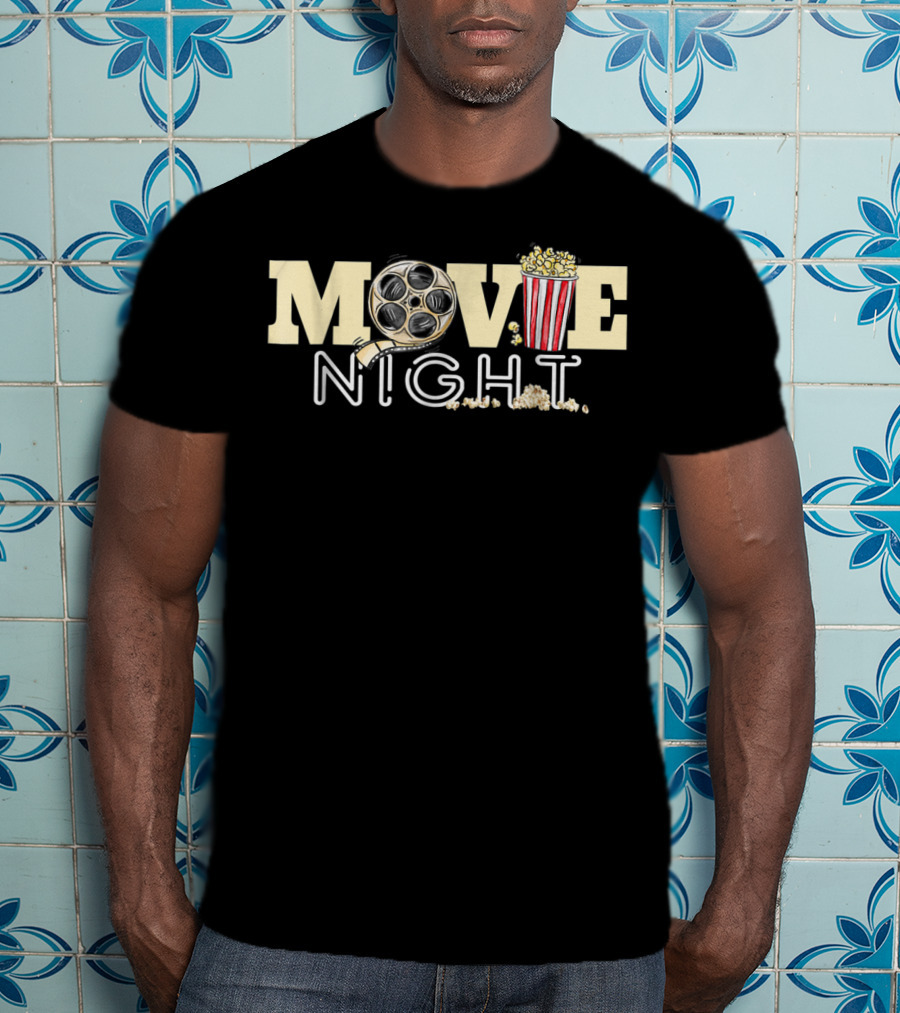 Movie Night Family Movie Night Popcorn Film Reel T-Shirt