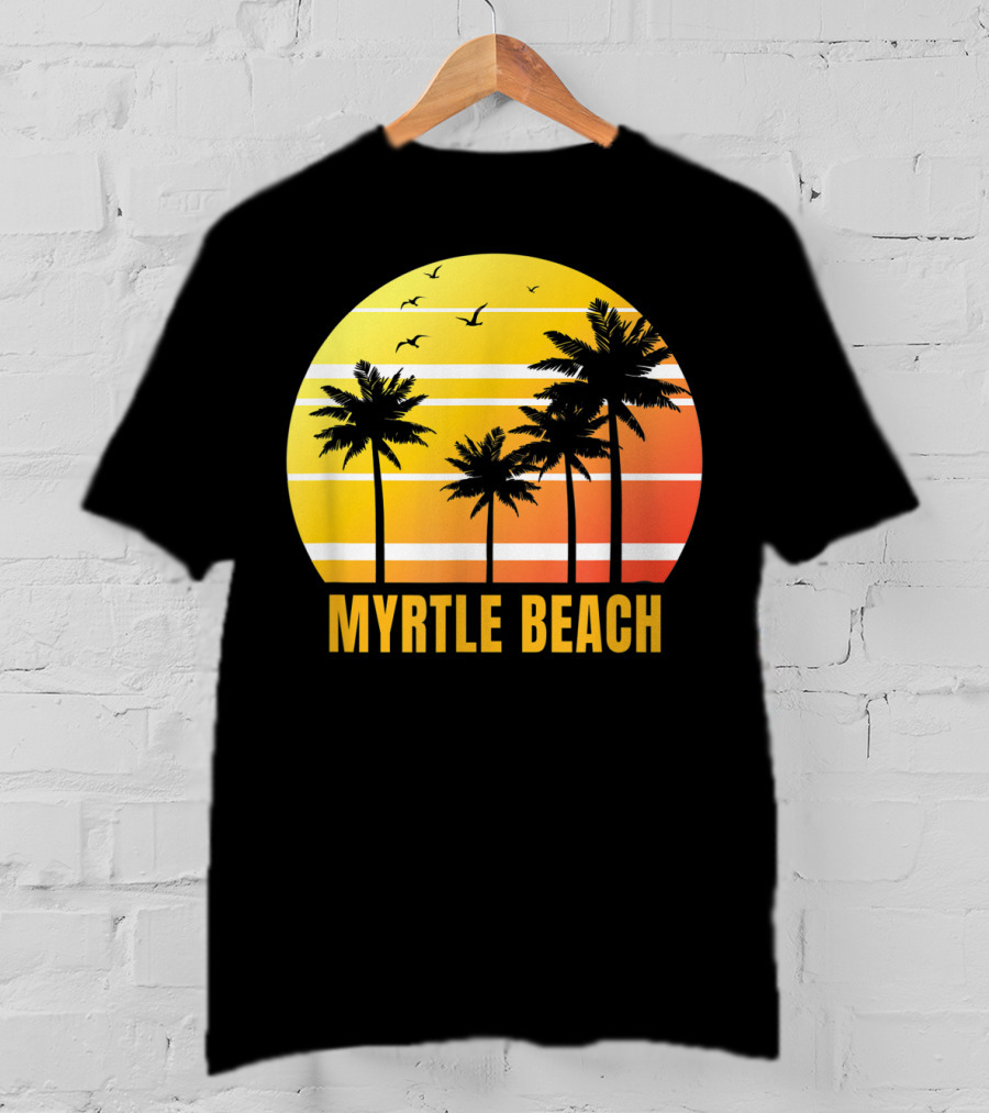 Myrtle Beach South Carolina Palm Trees Sunset Vacation Souvenir T-Shirt