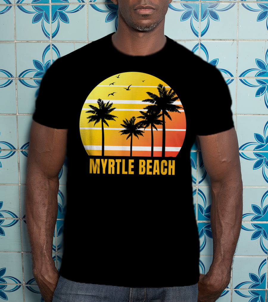 Myrtle Beach South Carolina Palm Trees Sunset Vacation Souvenir T-Shirt