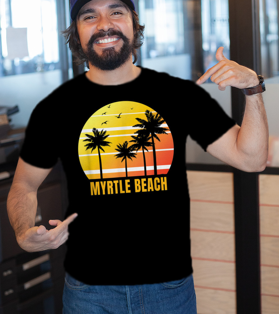 Myrtle Beach South Carolina Palm Trees Sunset Vacation Souvenir T-Shirt
