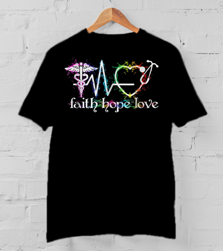 Faith Hope Love Nurse Everyday Superhero Medical Icons T-Shirt