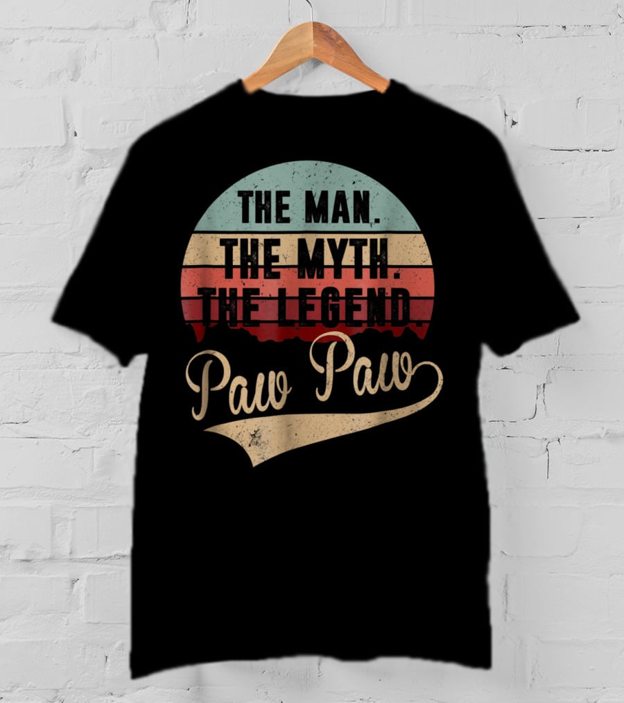 Paw Paw The Man The Myth The Legend Retro Vintage Sunset T-Shirt