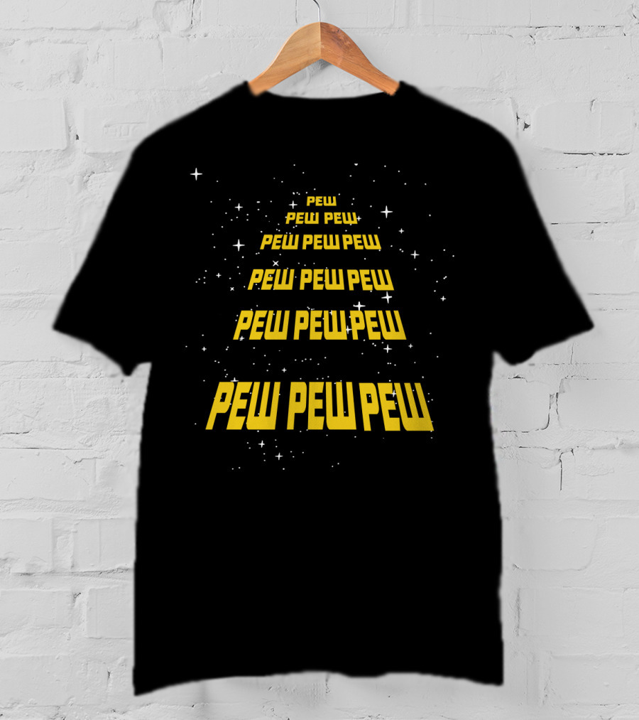 Pew Pew Pew Wars Funny Parody Text With Space Stars T-Shirt