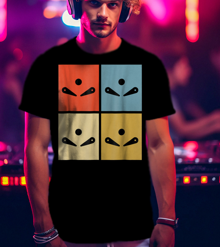 Pinball Colorful Flipper Pop Art Blocks T-Shirt