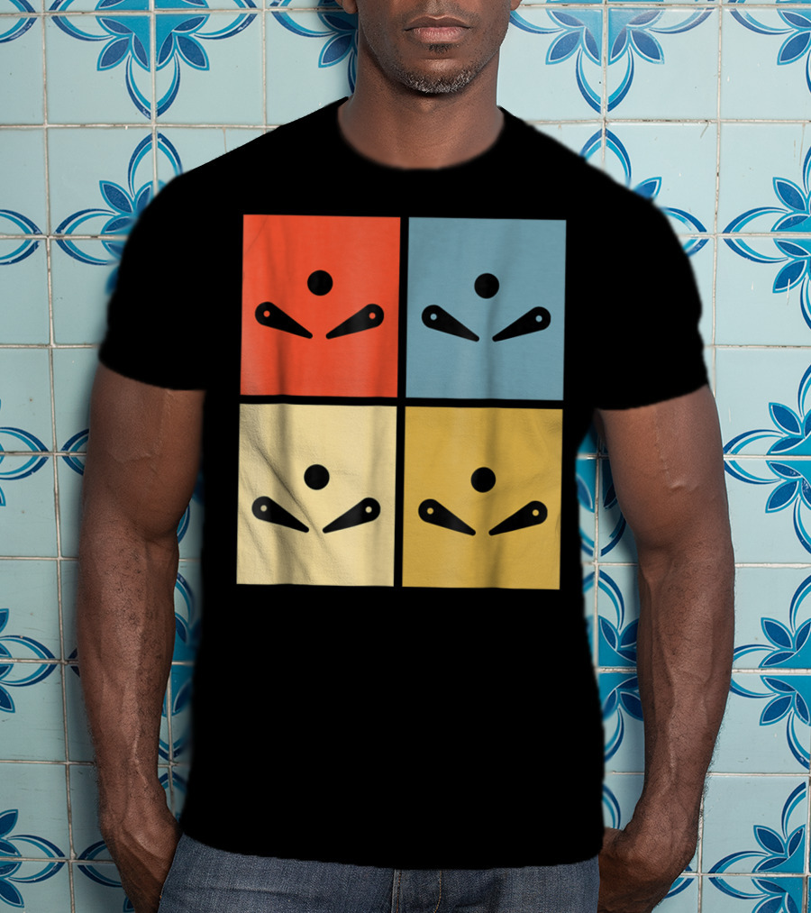 Pinball Colorful Flipper Pop Art Blocks T-Shirt