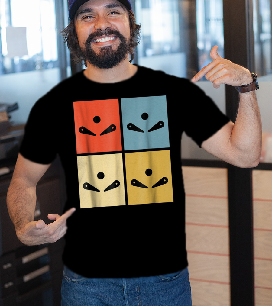 Pinball Colorful Flipper Pop Art Blocks T-Shirt