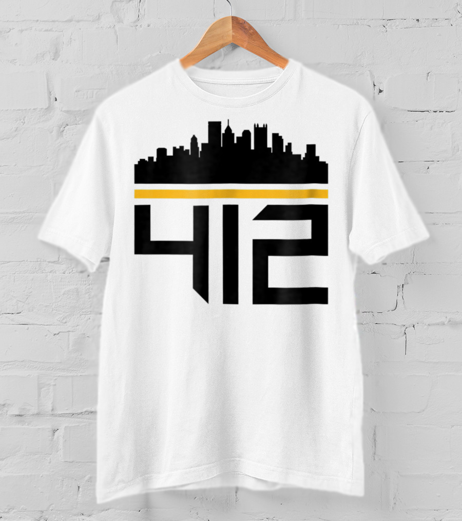 Pittsburgh Skyline 412 Steel City Black And Gold T-Shirt