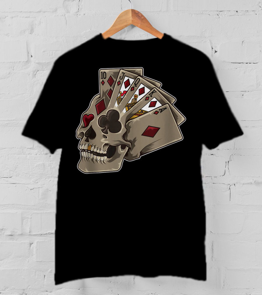 Skull With Poker Cards Casino Theme Party Tank T-Shirt