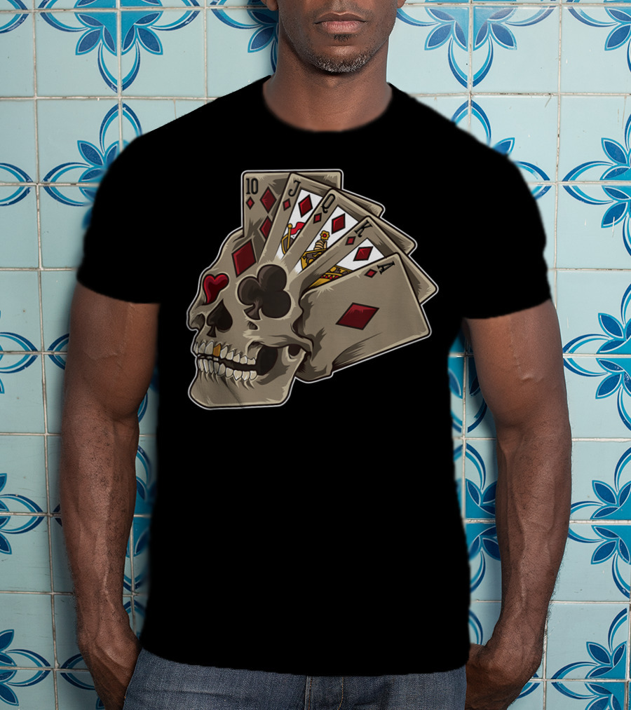 Skull With Poker Cards Casino Theme Party Tank T-Shirt