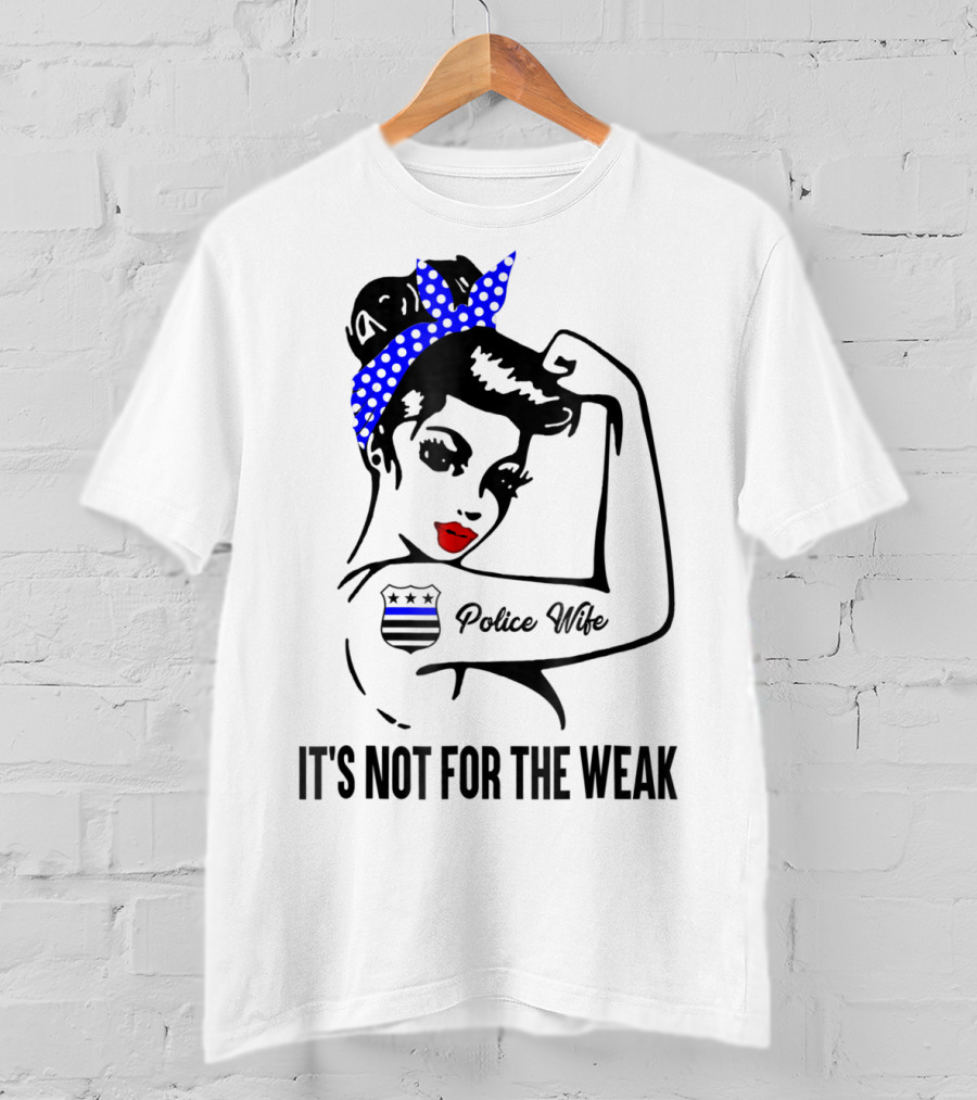 Police Wife Strength Blue Polka Dot Bandana Icon Tattoo T-Shirt
