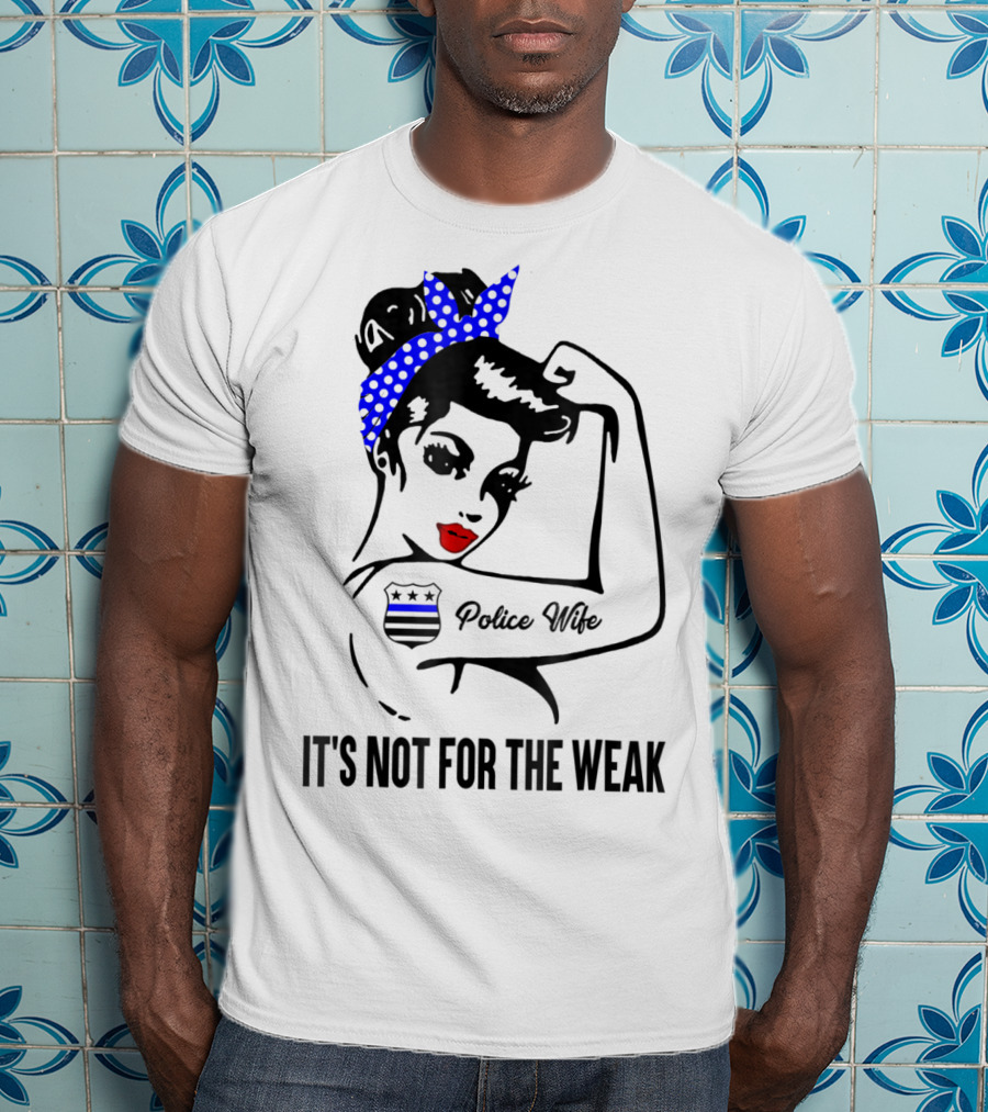 Police Wife Strength Blue Polka Dot Bandana Icon Tattoo T-Shirt