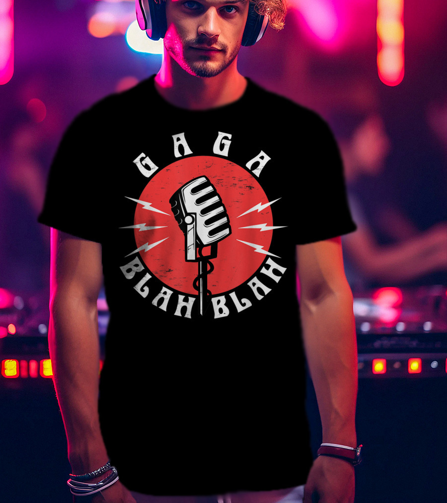 GAGA BLAH BLAH Vintage Microphone Red Circle T-Shirt