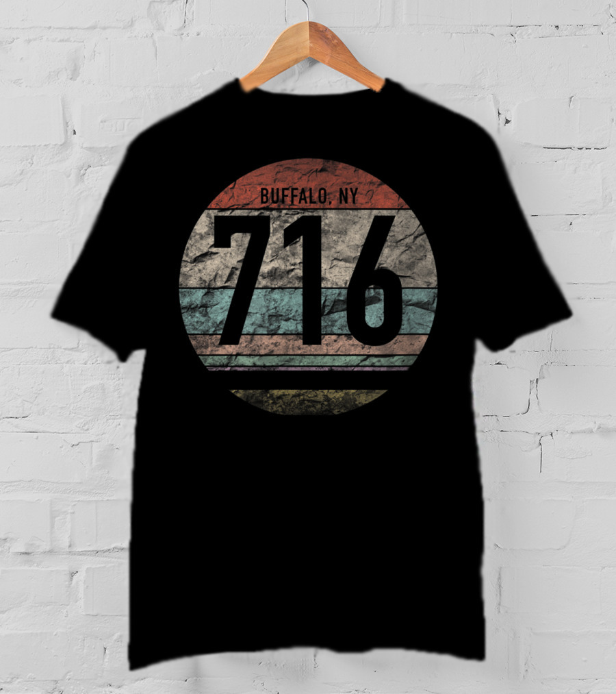 Retro Vintage Buffalo NY 716 Area Code Circle T-Shirt