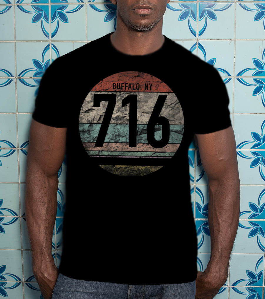 Retro Vintage Buffalo NY 716 Area Code Circle T-Shirt