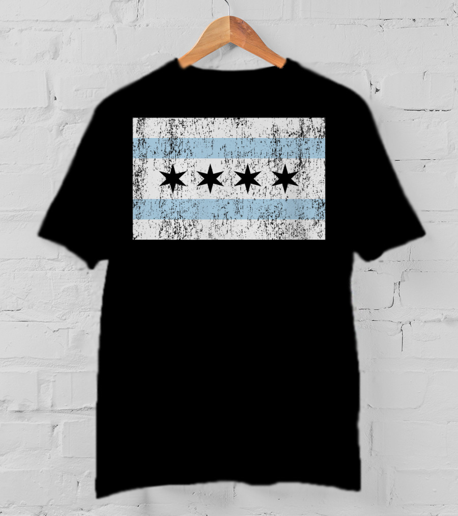 Distressed Vintage Chicago Flag With Grunge Texture T-Shirt