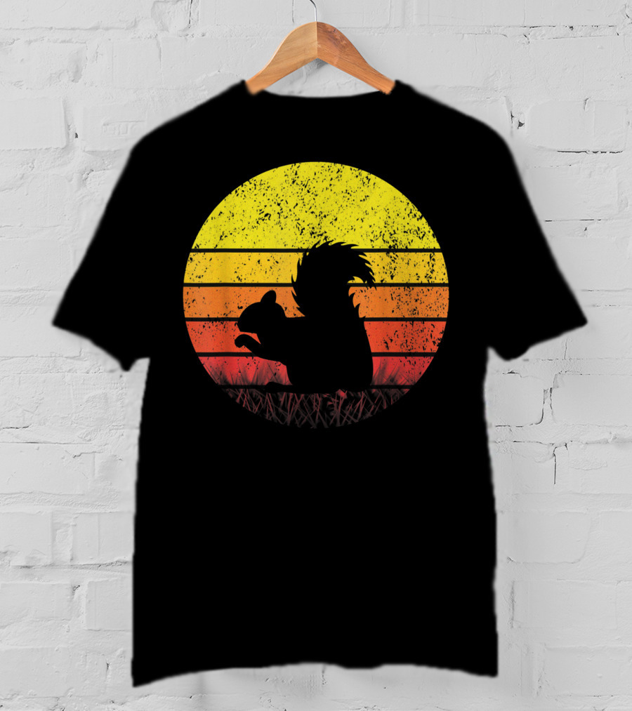 Retro Sunset Squirrel Silhouette Vintage Safa T-Shirt
