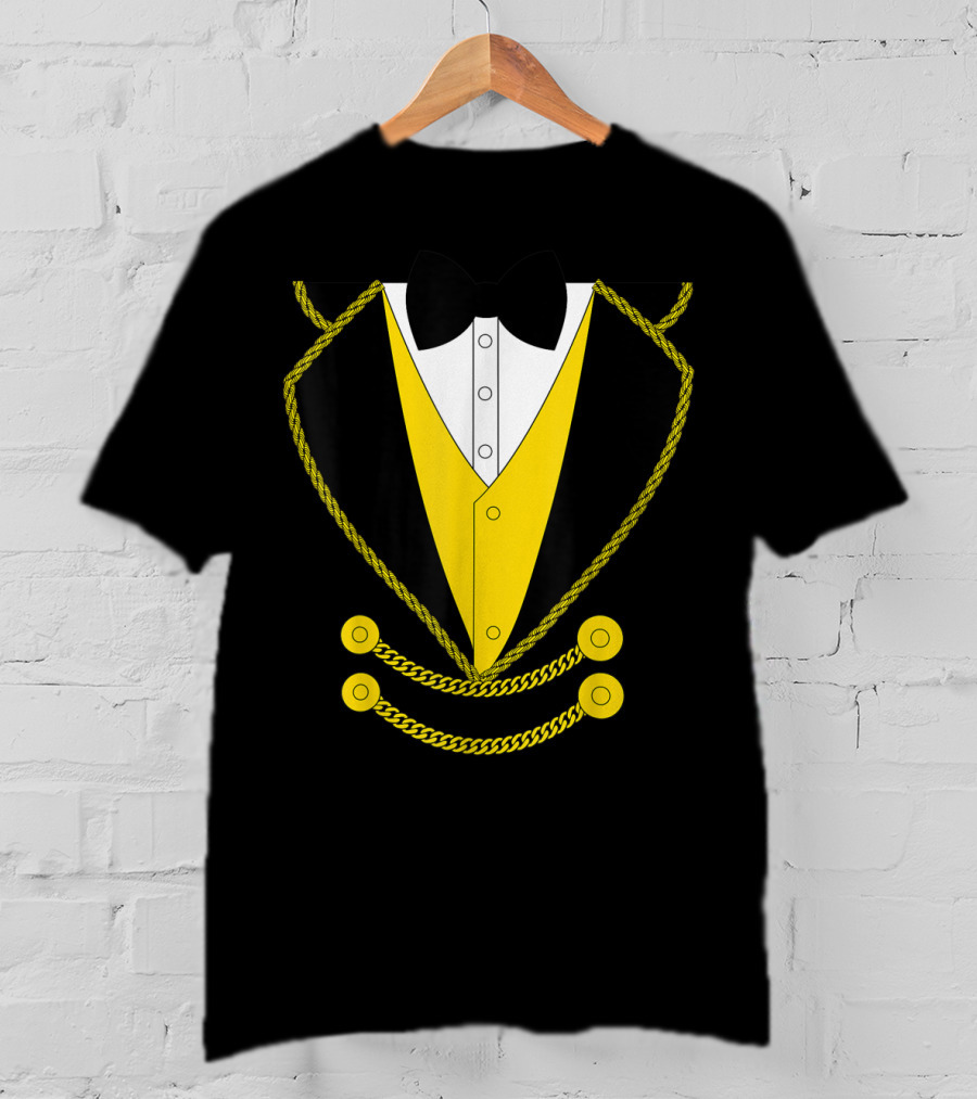 Ringmaster Costume Kids Circus Showman Outfit Black Yellow Tuxedo Bow Tie T-Shirt