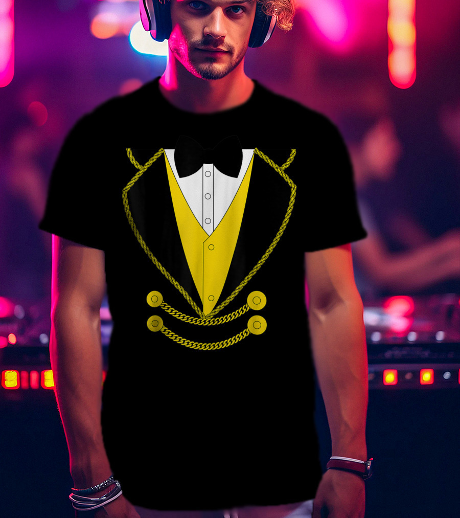 Ringmaster Costume Kids Circus Showman Outfit Black Yellow Tuxedo Bow Tie T-Shirt