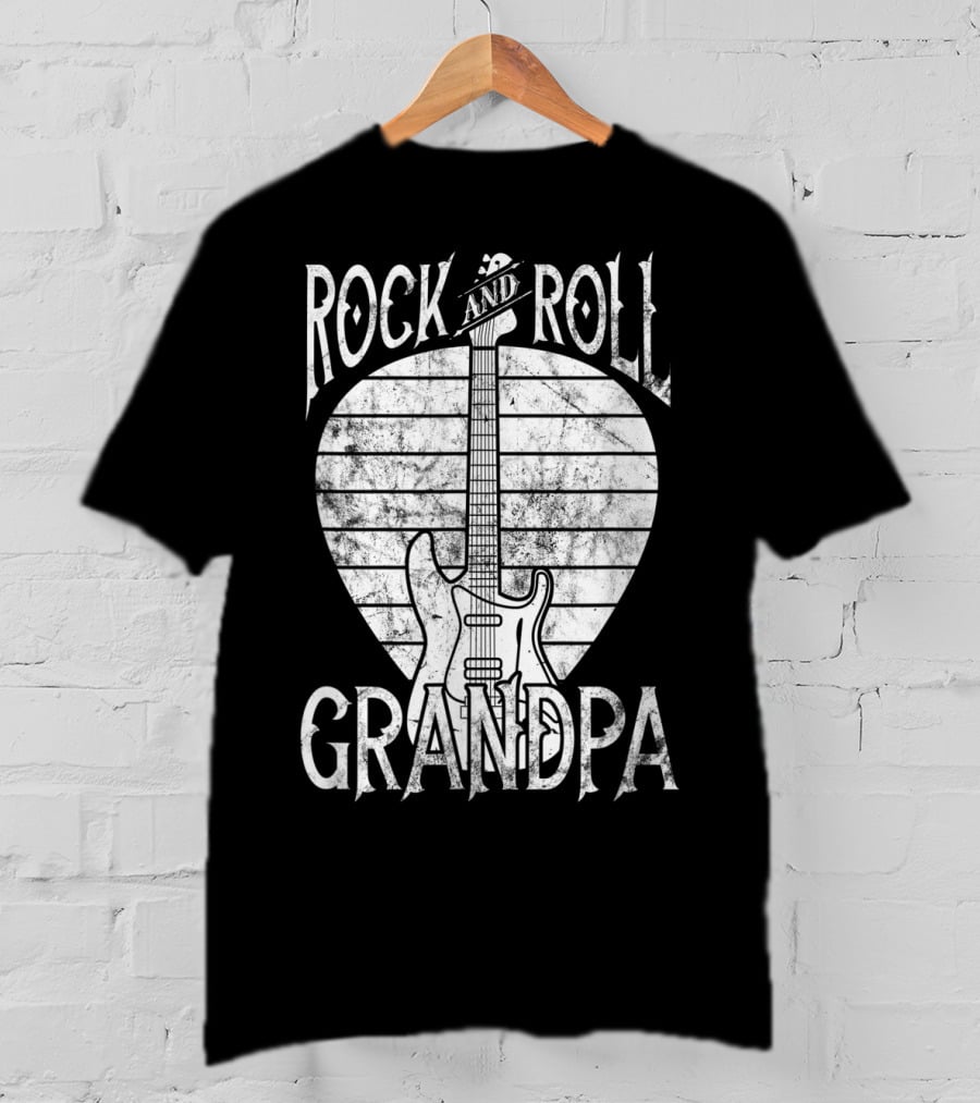 Rock And Roll Grandpa Vintage Guitar Player Iconic T-Shirt