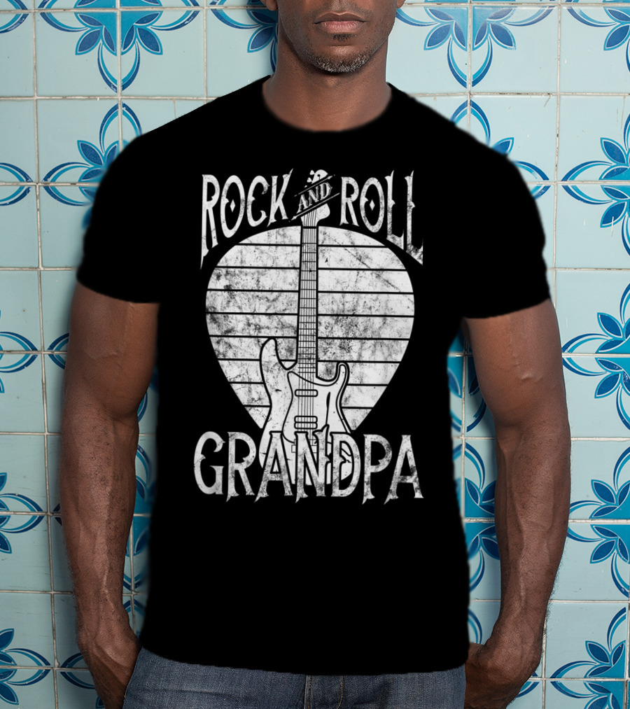 Rock And Roll Grandpa Vintage Guitar Player Iconic T-Shirt