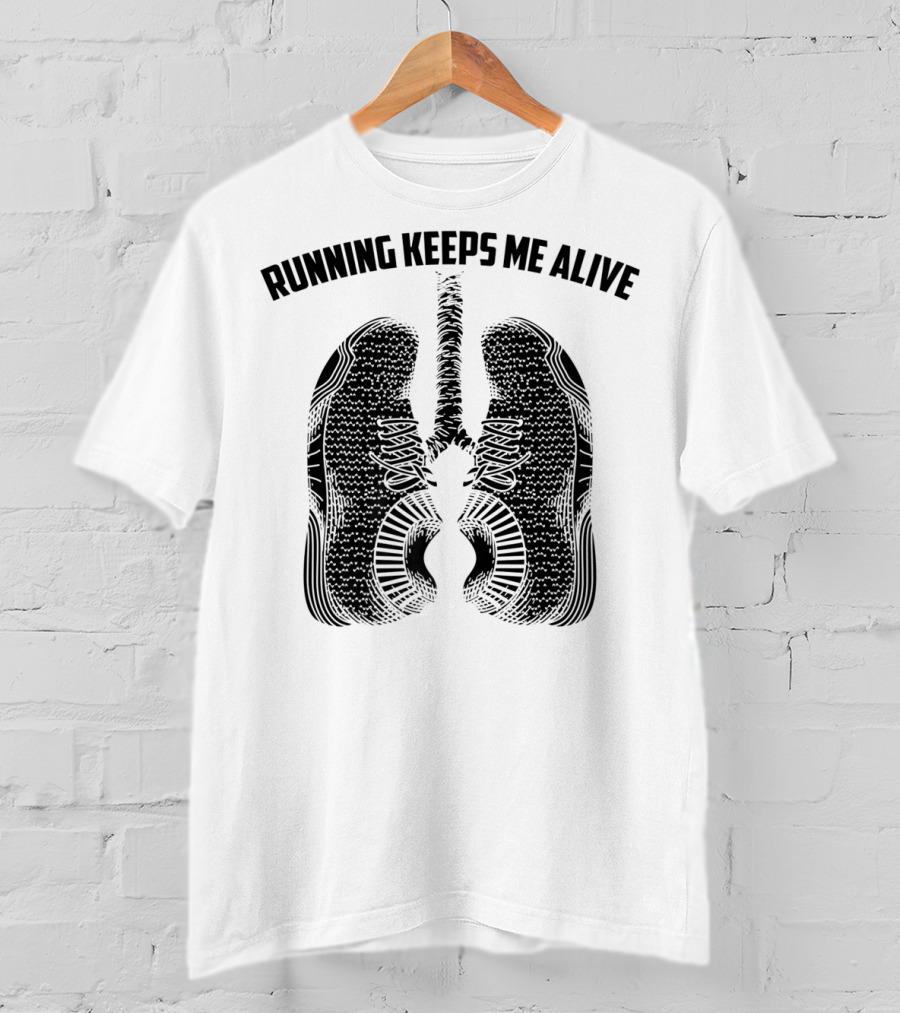 Running Keeps Me Alive Lung Shaped Shoe Print T-Shirt