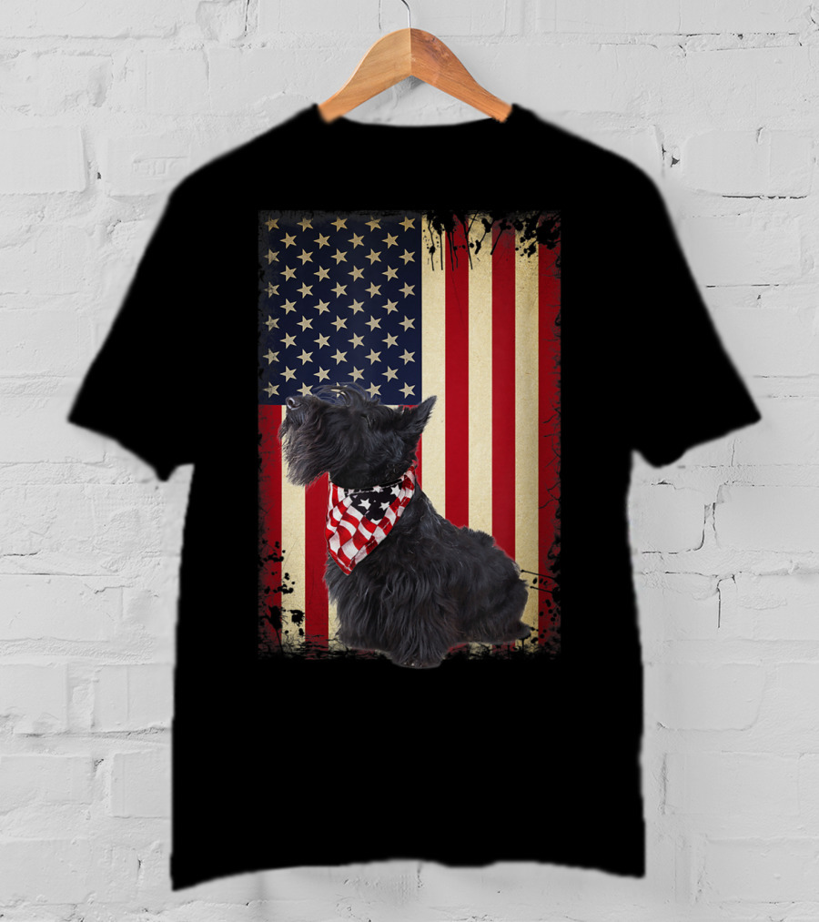 Scottish Terrier American Flag Bandana T-Shirt